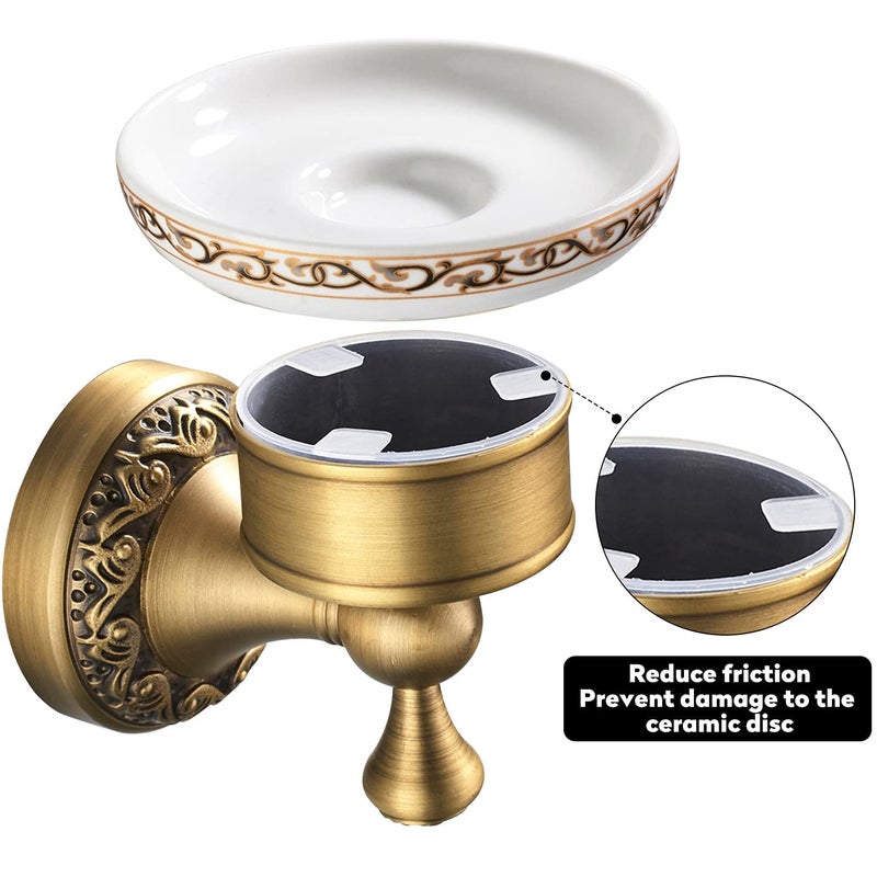 Leyden Shower Soap Dish, Antique Brass Dish Soap Holder Luxury Art Engraved Wall Mount Bathroom Hardware - Image 4